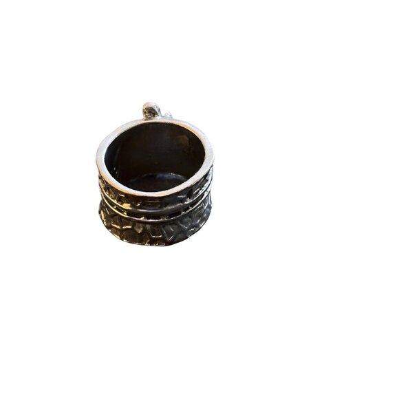 Silver Bee Spinner Ring Honeycomb Meditation Ring Boho Anxiety Sz 7 - Picture 4 of 4